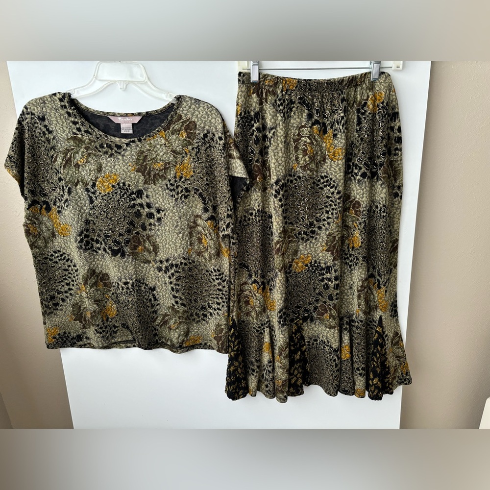 Two piece matching skirt and top set
